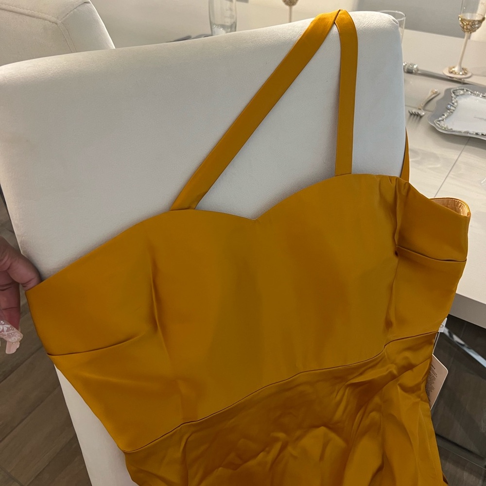 Satin Golden Mustard Colored Gown